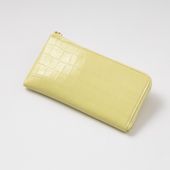 のむのもの/クロコ型押し　Ｌジップ長財布